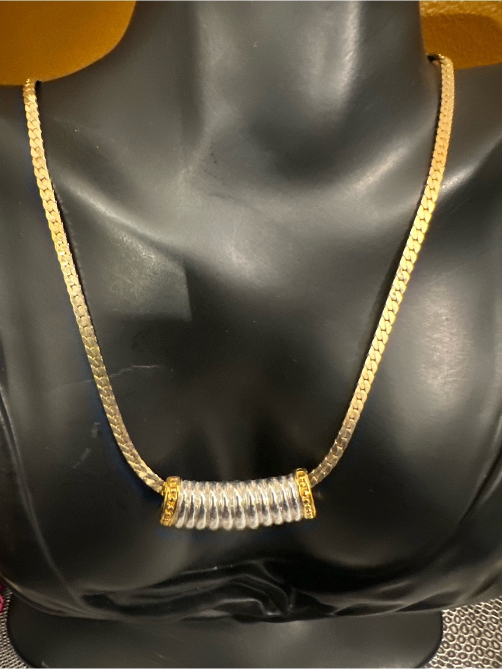 Gold and Silver Two-Tone Bar Necklace - Women Jewelry
